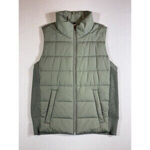 Athleta Incline Hybrid Vest Women’s M Fern Green Puffer Sweater Back Zip Up